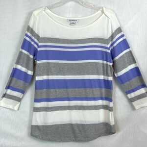 Liz Claiborne Women’s Striped Lightweight Pullover Top - medium